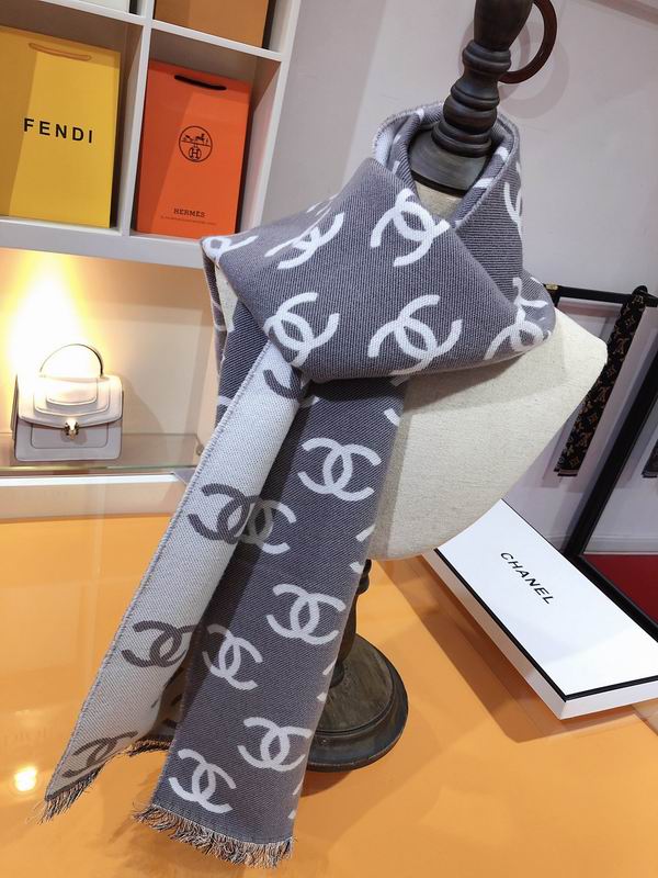 Chanel scarf 38X190cm 92%羊毛8%羊绒 E112812